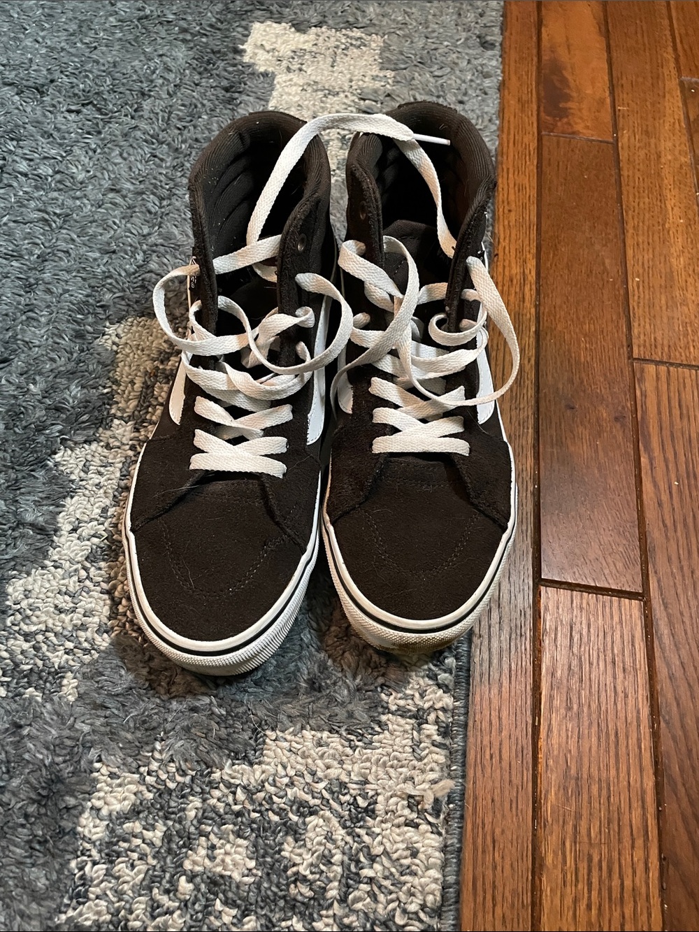 Black High-Top Canvas Sneakers with White Accents